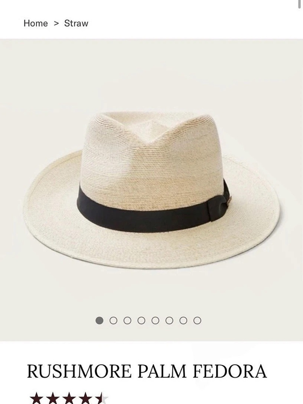 Stetson Rushmore Palm Fedora, cream with black band, size Small